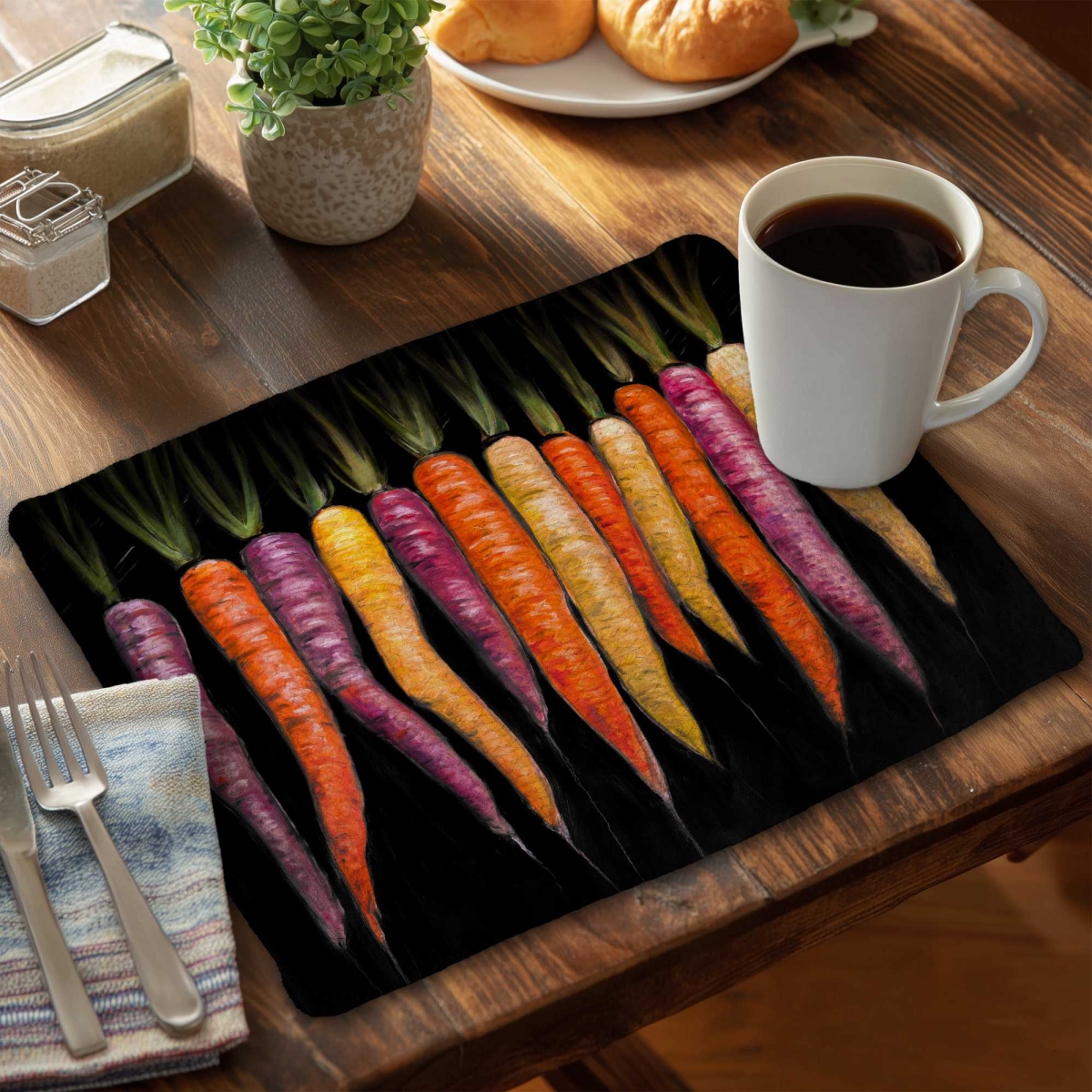 Picture of Begin Home Decor C4BP1418IMBYDU 14 x 18 in. Carrots Varieties Braided Polyester Placemat for Home Decor - Set of 4