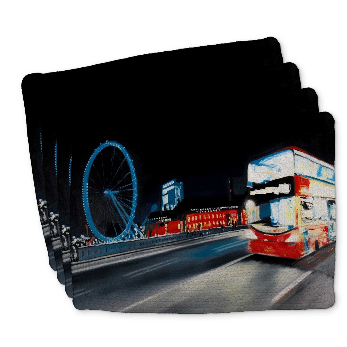 Picture of Begin Home Decor C4BP1418IXJPWF 14 x 18 in. Bus Travel by Night - Braided Polyester Placemat for Decor - Set of 4