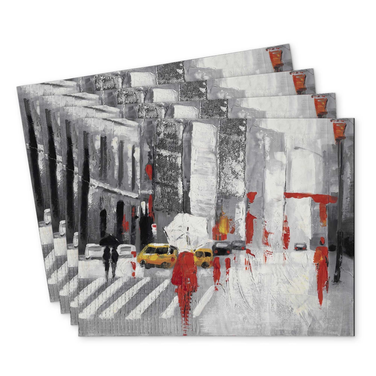 Picture of Begin Home Decor C4PP14180NBFF1 14 x 18 in. Abstract Cloudy City Street Polyester Placemat - Home Decor - Set of 4