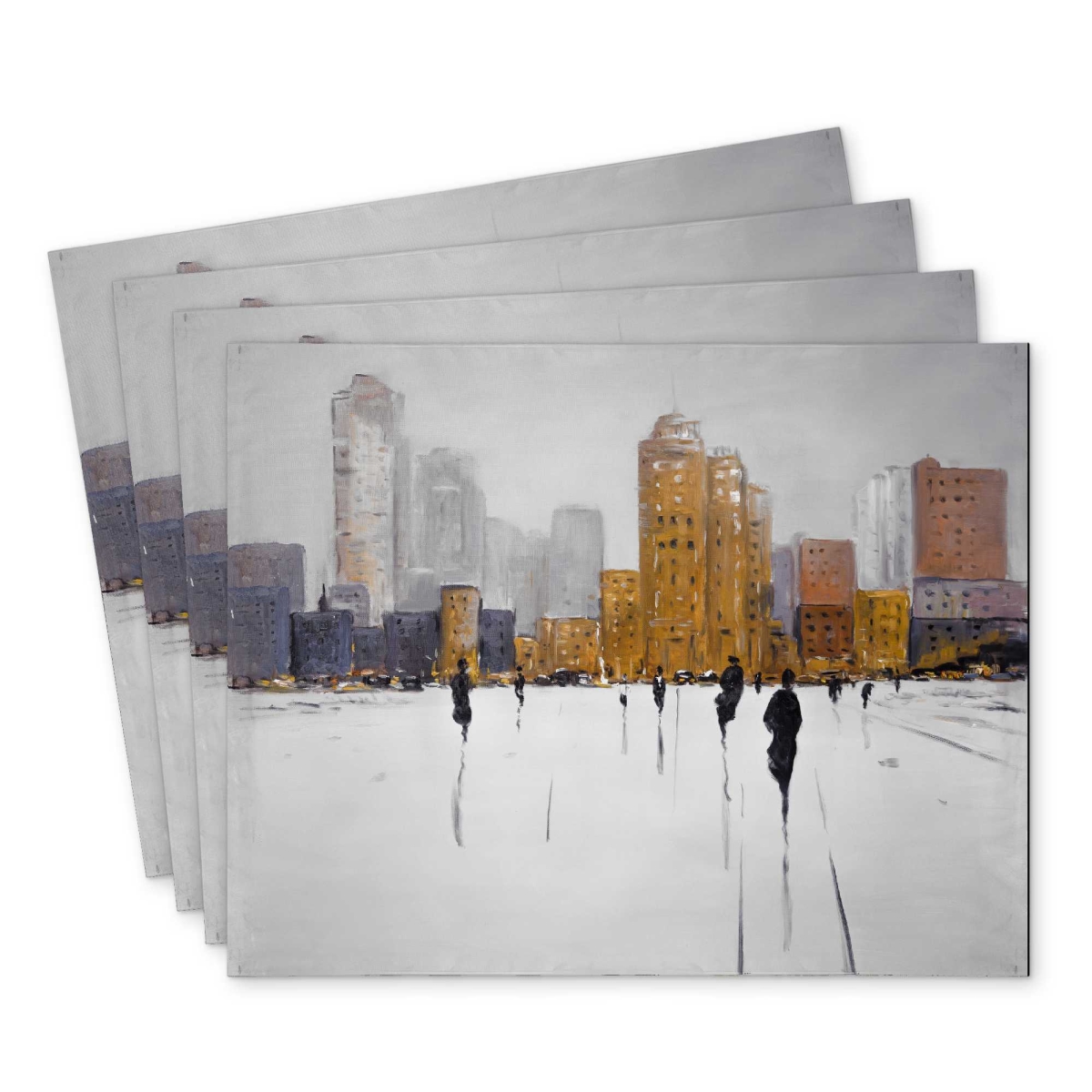 Picture of Begin Home Decor C4PP14181RCSR9 14 x 18 in. City on the Horizon Polyester Placemat - Stylish Home Decor - Set of 4