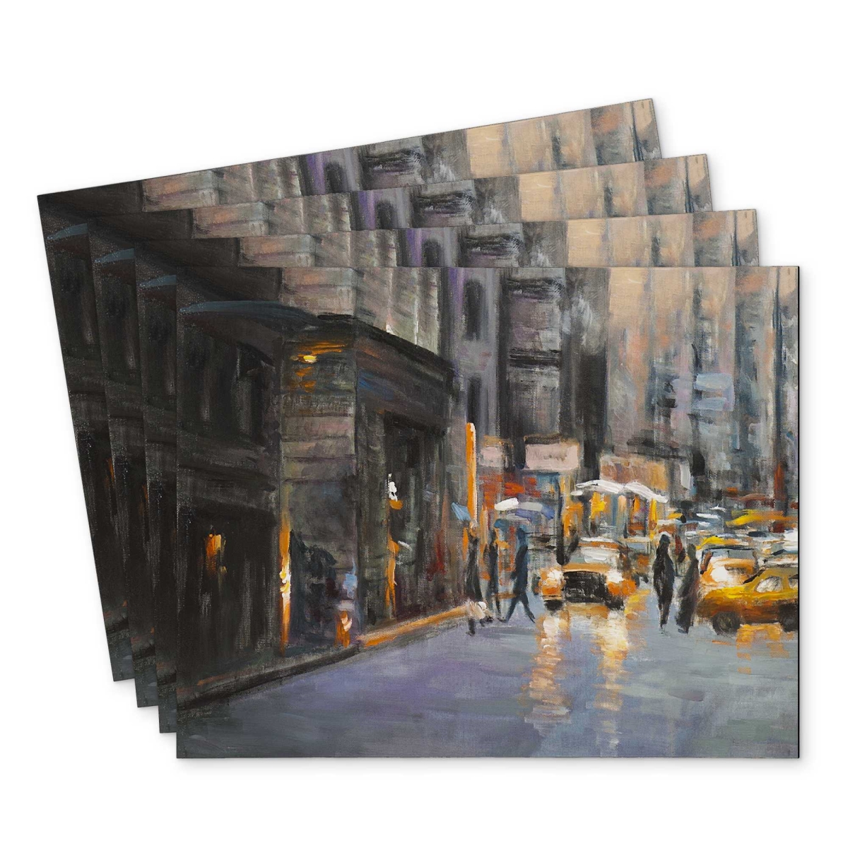 Picture of Begin Home Decor C4PP14187AESED 14 x 18 in. Morning in the Streets of York City - Polyester Placemat - Set of 4