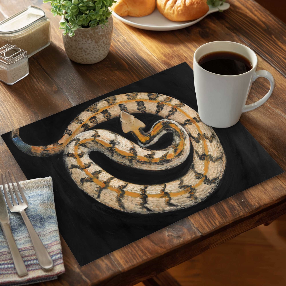 Picture of Begin Home Decor C4PP14187CA4EN 14 x 18 in. Southern Timber Rattlesnake Placemat - Polyester Home Decor - Set of 4