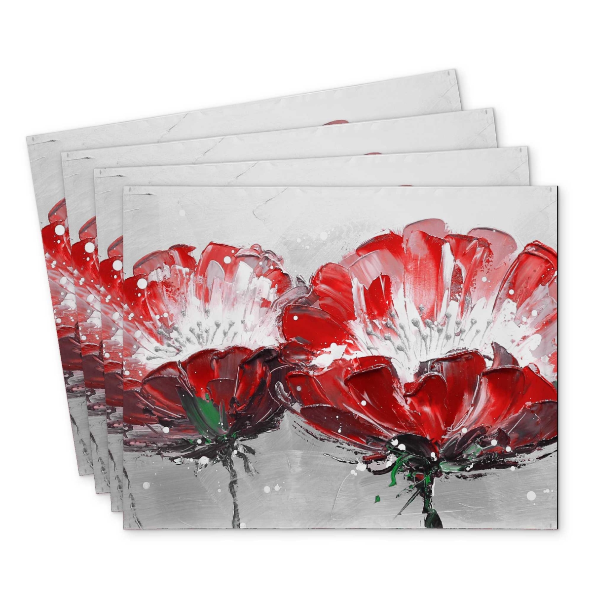 Picture of Begin Home Decor C4PP1418863EBR 14 x 18 in. Two Wild Flowers on Gray Background - Polyester Placemat - Set of 4