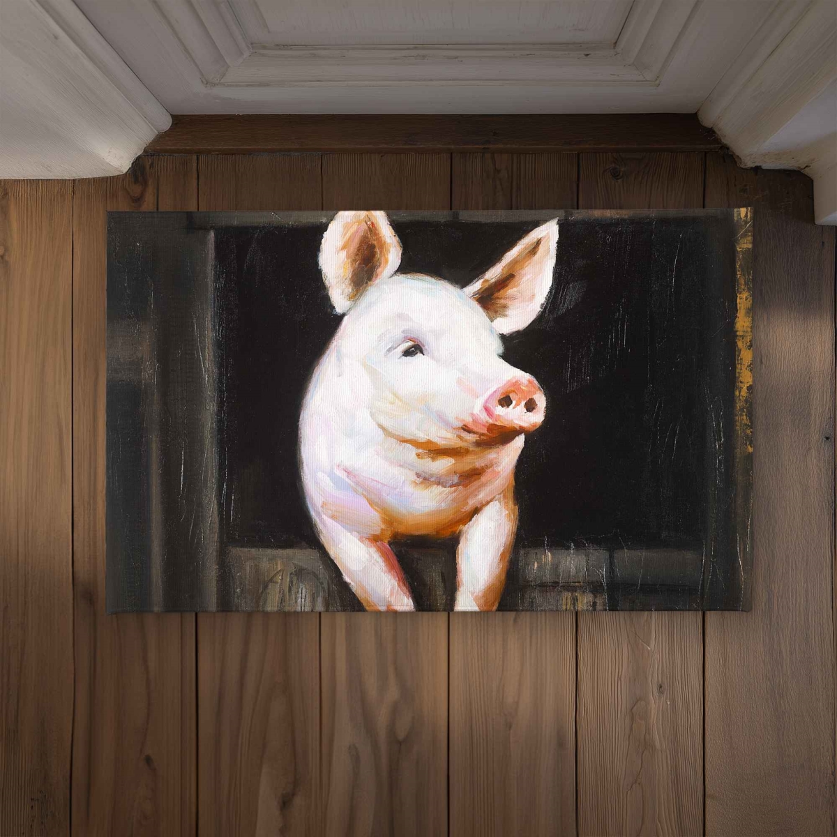 CODM2134SI8DXD 21 x 34 in. Smiling Pig Door Mat - Western Farm Animals Decor for Home