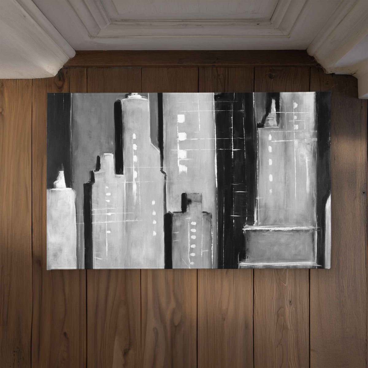 CODM2134UHGBJ9 21 x 34 in. Abstract Black & White Buildings Door Mat - Home Decor