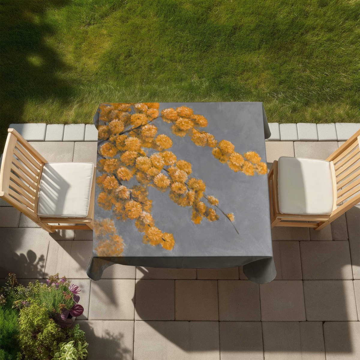 Picture of Begin Home Decor C1TC58581GOX21 58 x 58 in. Golden Wattle Plant Tablecloth - Contemporary Floral Decor