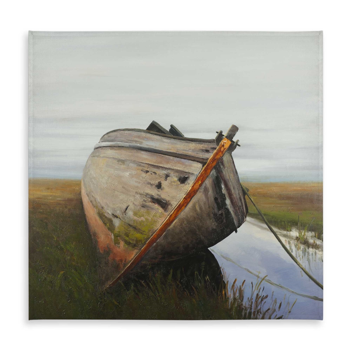 Picture of Begin Home Decor C1TC5858BEFCSM 58 x 58 in. Old Abandoned Boat in A Swamp Tablecloth - Boat Green Decor