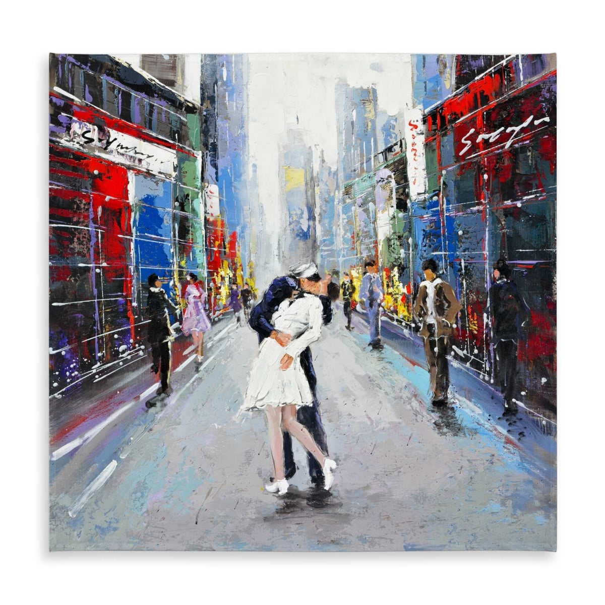 Picture of Begin Home Decor C1TC5858IBPNZM 58 x 58 in. Kiss of Times Square Red Tablecloth - Indoor & Outdoor Decor