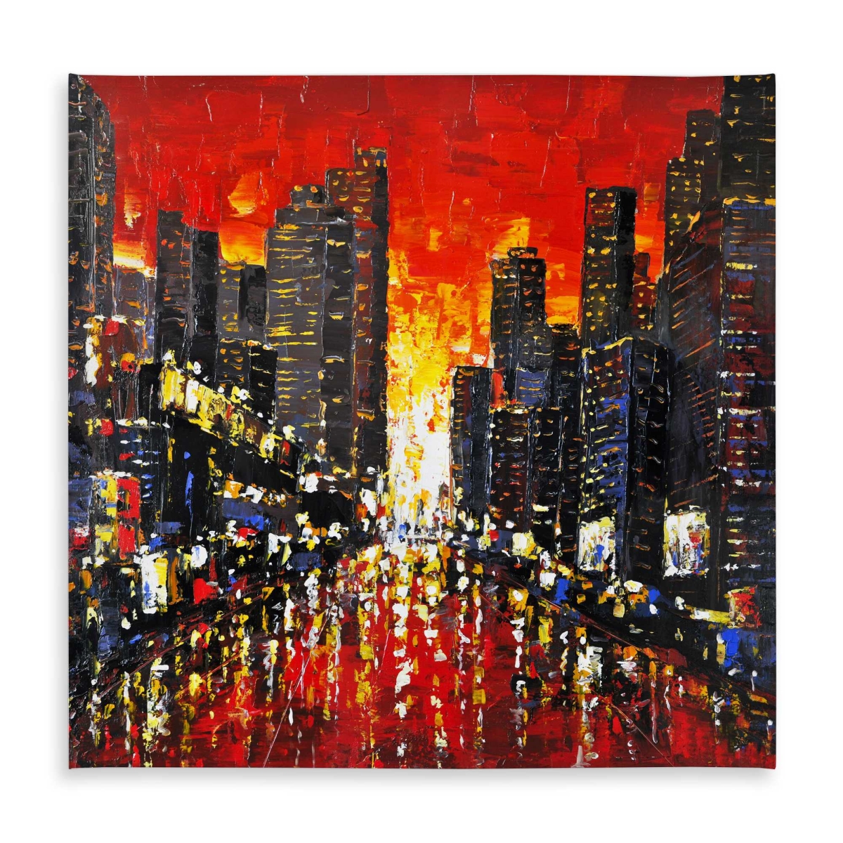 Picture of Begin Home Decor C1TC5858MKYDQ3 58 x 58 in. Abstract Sunset on the City Tablecloth - Red Contemporary