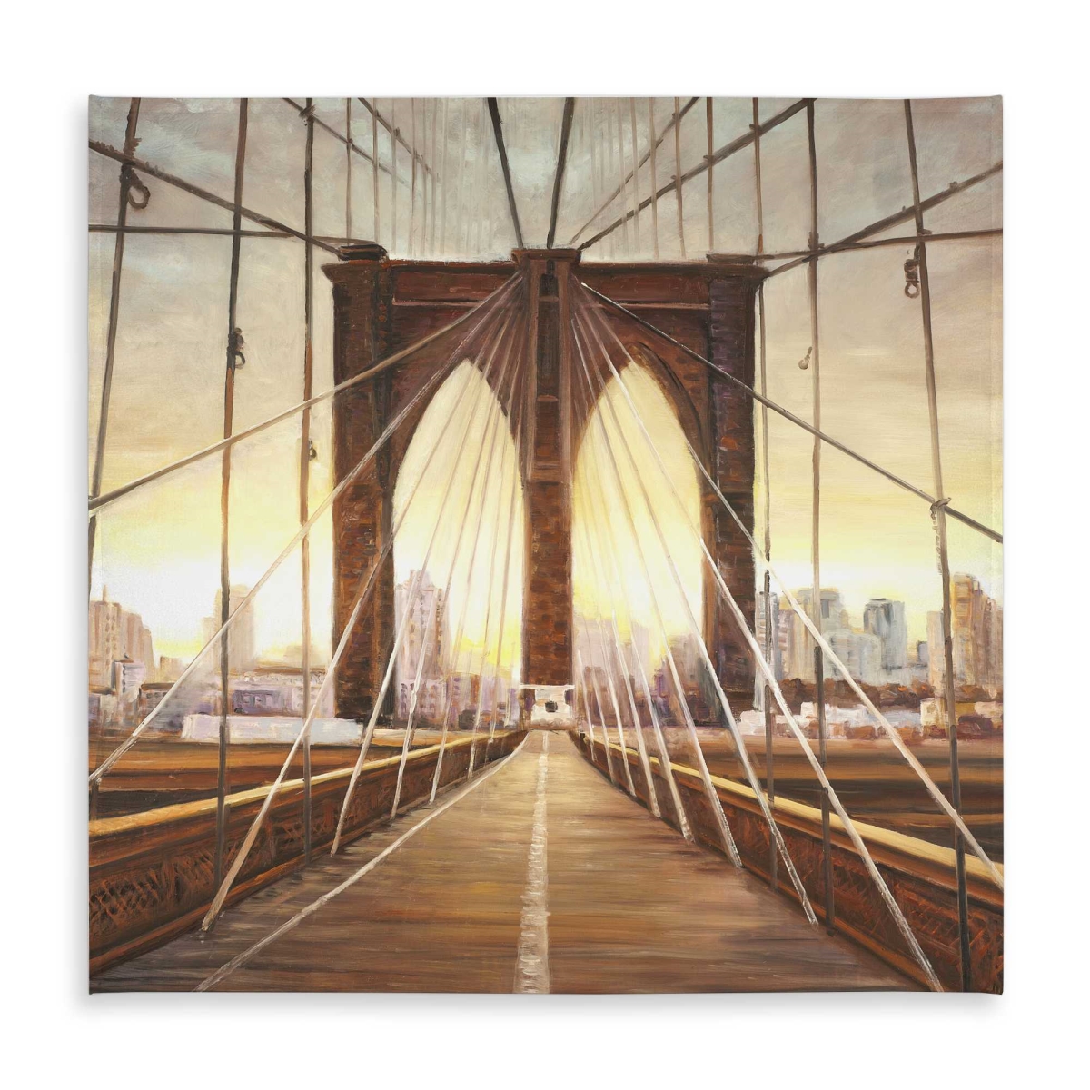 Picture of Begin Home Decor C1TC5858TC3CU3 58 x 58 in. Sunset on the Brooklyn Bridge Tablecloth - Indoor & Outdoor