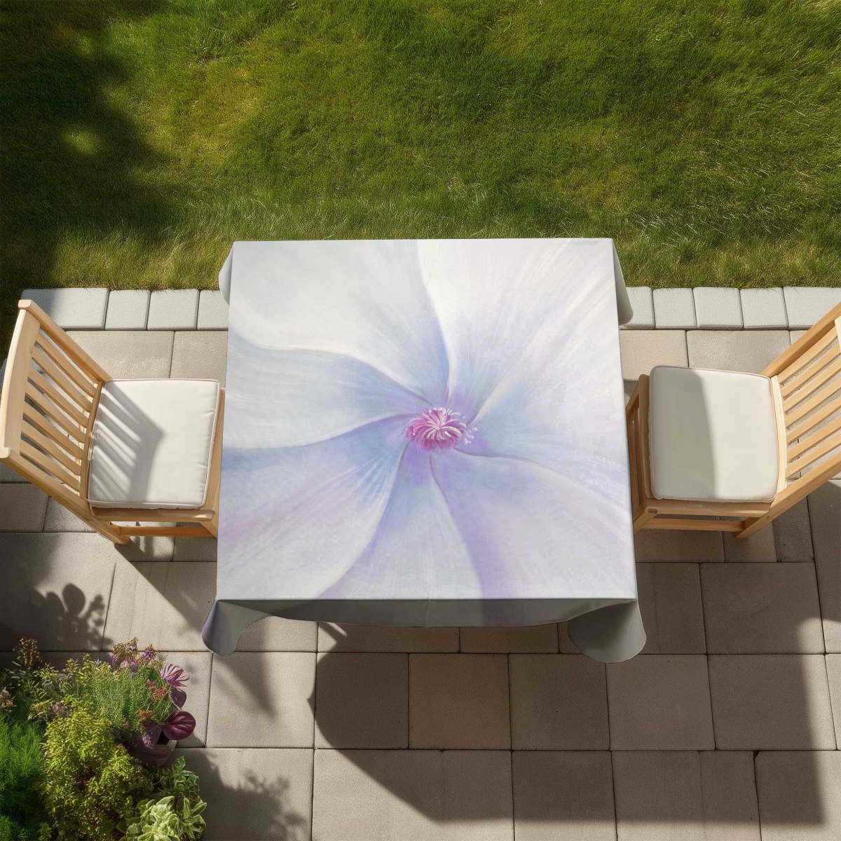 Picture of Begin Home Decor C1TC5858UNY8WC 58 x 58 in. Petals Gray Bathroom Tablecloth - Indoor & Outdoor Home Decor