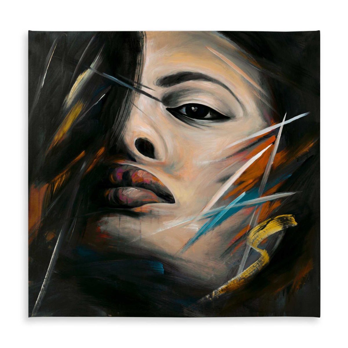Picture of Begin Home Decor C1TC5858VQ2103 58 x 58 in. Abstract Woman Portrait Tablecloth - Brown Indoor & Outdoor