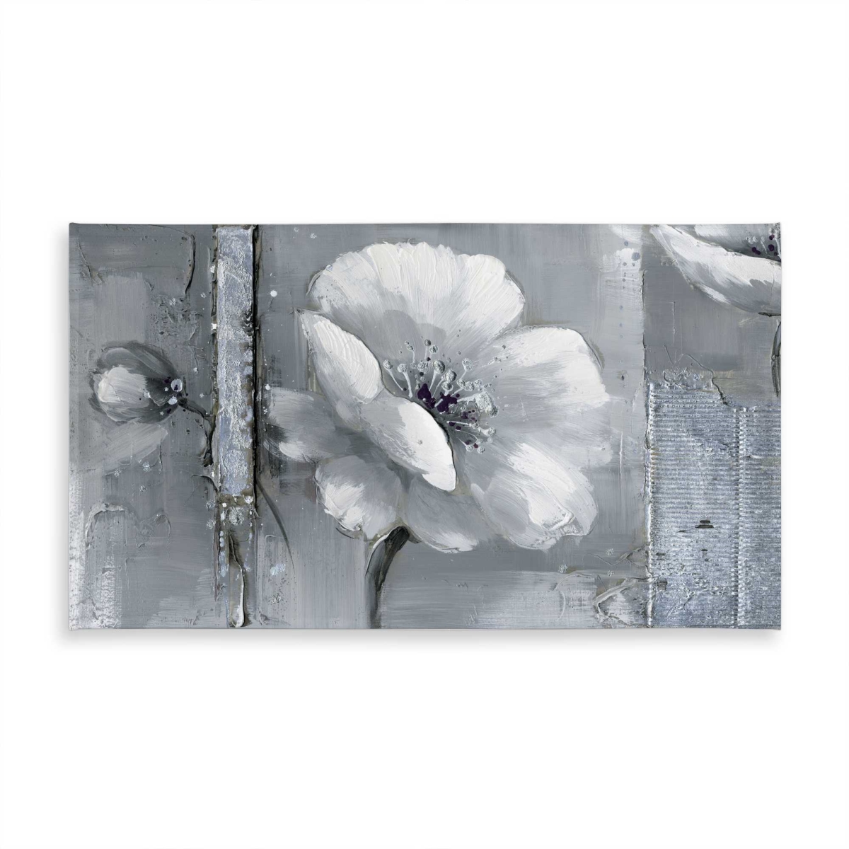 Picture of Begin Home Decor C1TCLRGEYNVU1X 58 x 102 in. Gray & White Flowers Tablecloth - Botanical Home Decor