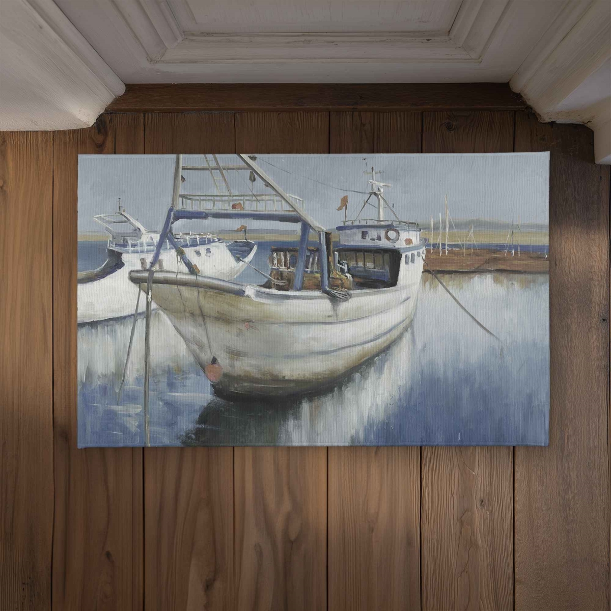CODM2134GMOYYX 21 x 34 in. Blue Fishing Boat - Classic Coastal Indoor & Outdoor Door Mat