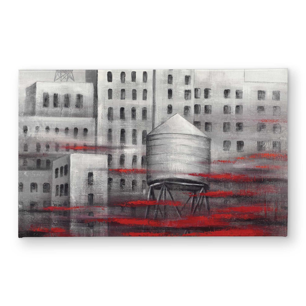 CODM2134M8ARYP 21 x 34 in. Gray City with Red Clouds - Red Building Door Mat