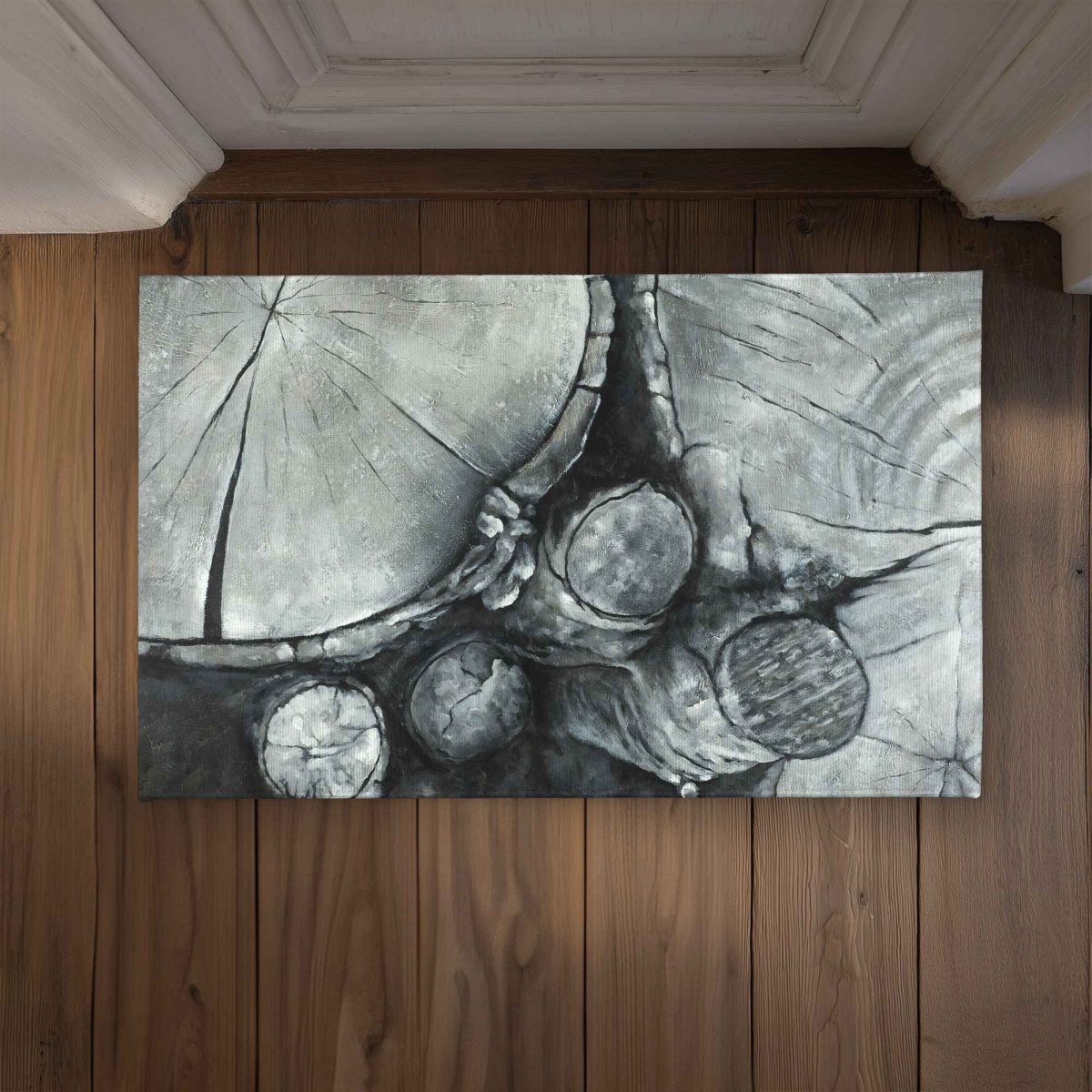 CODM2134NBOV2F 21 x 34 in. Textured Wooden Logs Door Mat - Rustic Trees Home Decor
