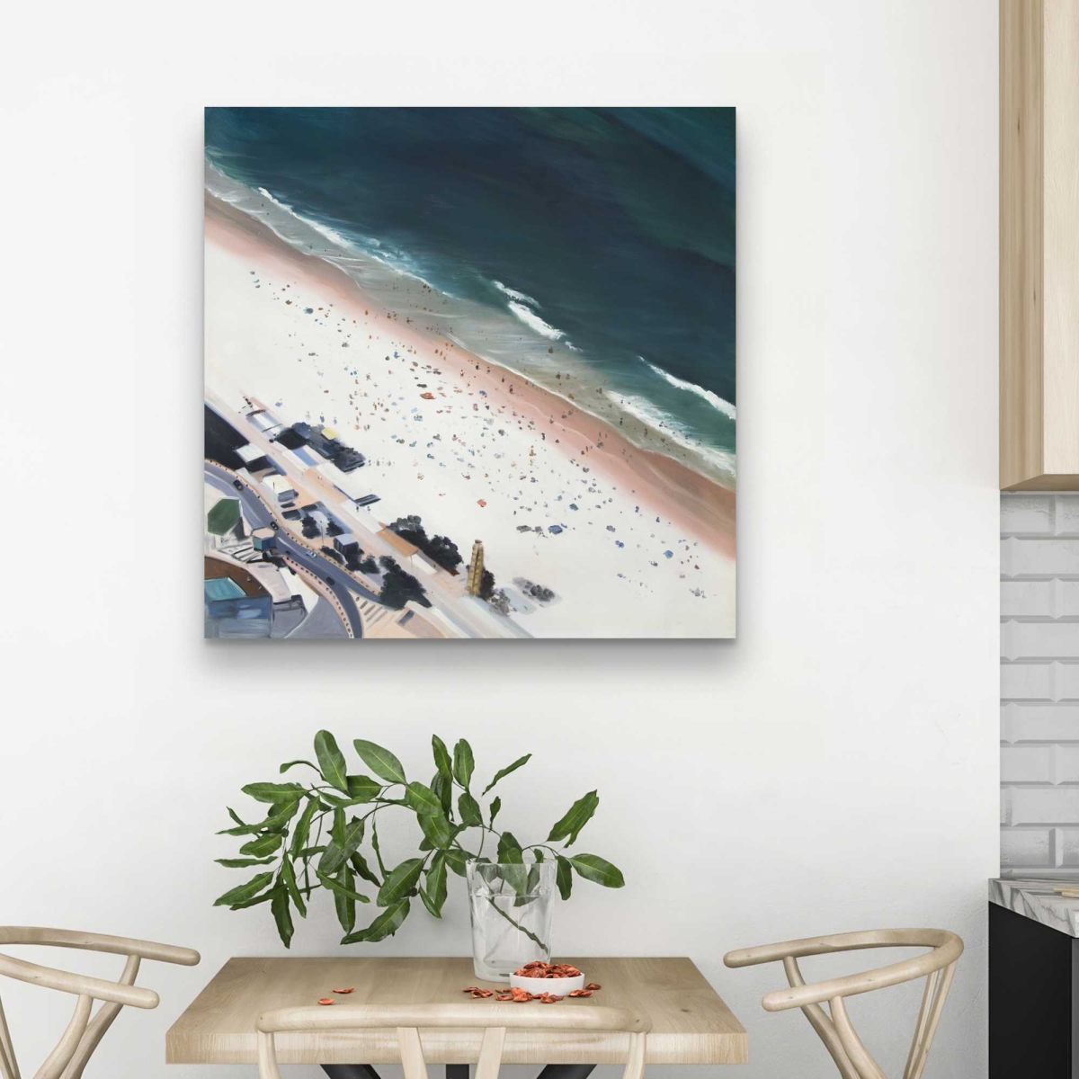 C1RC323218E1C9 32 x 32 in. Hot Day at the Beach - Satellite View Exotic Canvas Decor