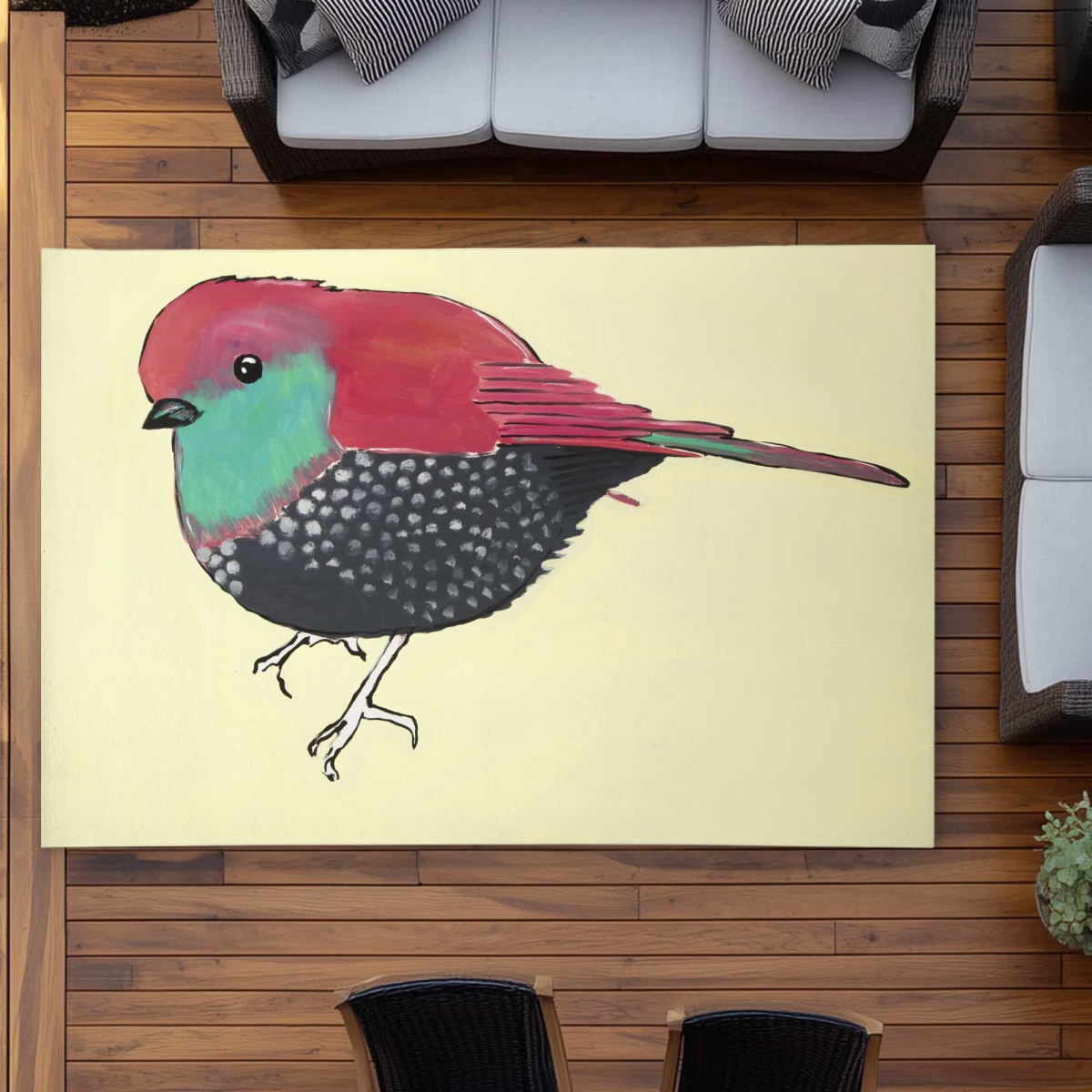 C1ROAR5771H3PM 5 x 7 ft. Little Purple Bird Illustration - Outdoor Rectangle Area Rug for Decor