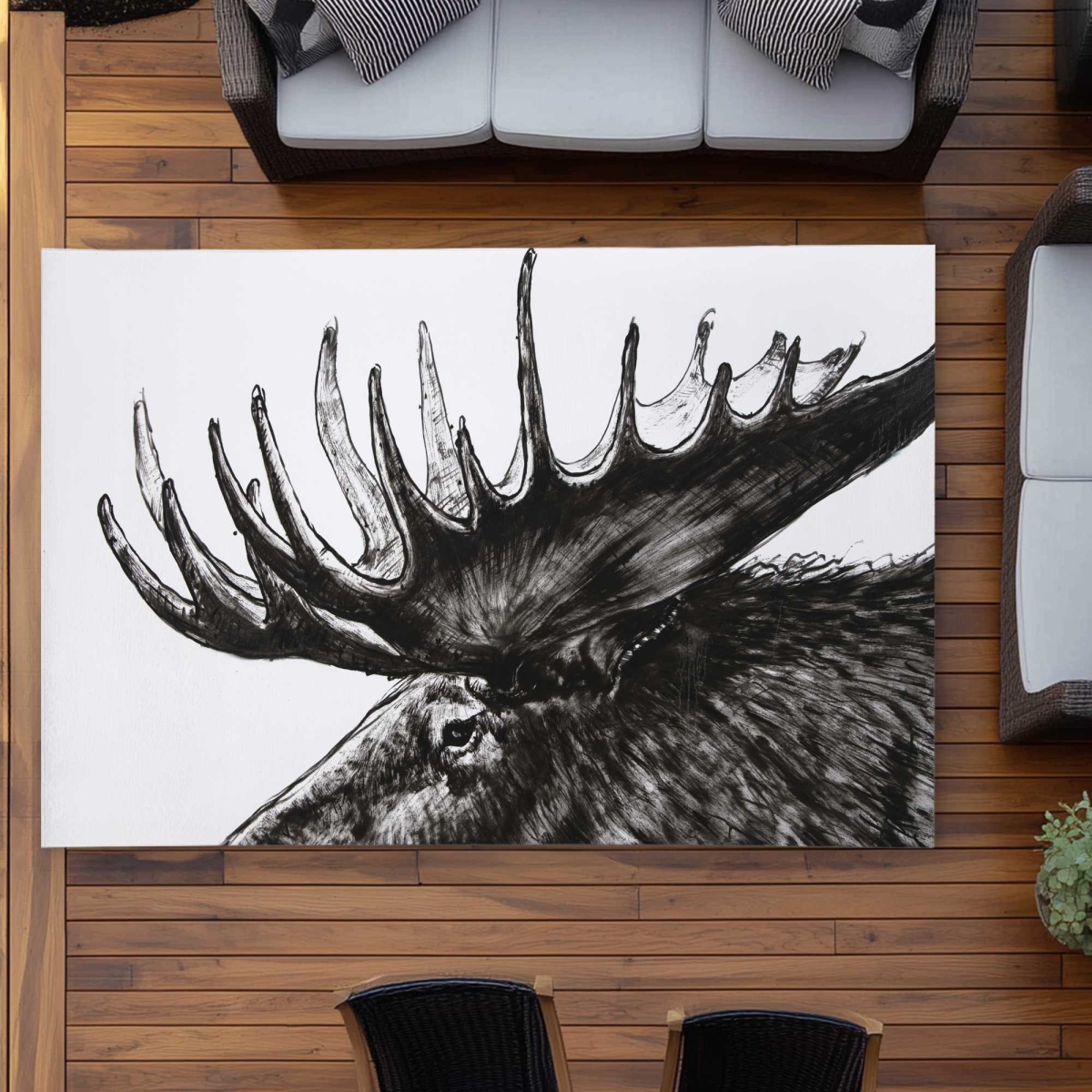 C1ROAR579WGX7C 5 x 7 ft. Moose Plume Gray Bedroom Outdoor Rectangle Area Rug - Home Decor