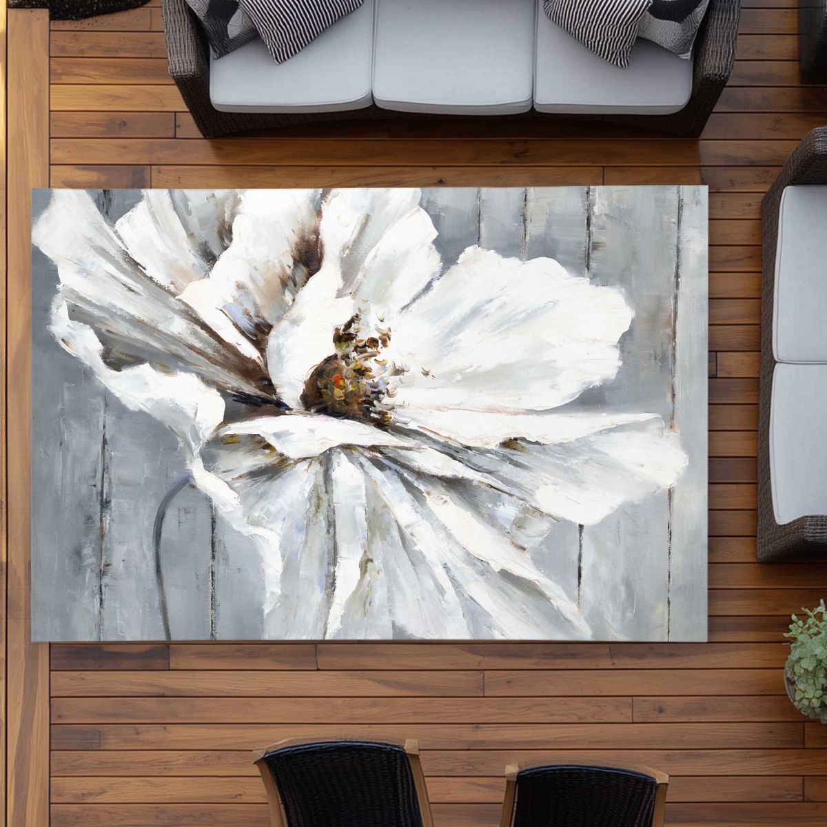 C1ROAR57DNI83U 5 x 7 ft. Flower on Wood - Contemporary Outdoor Rectangle Area Rug