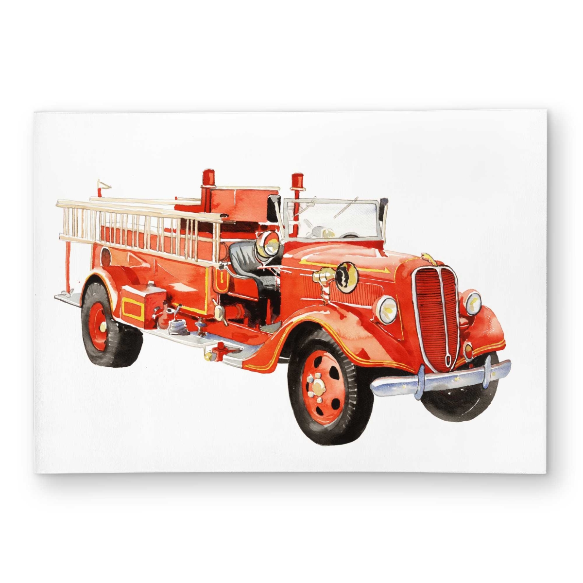 C1ROAR57FIL0BA 5 x 7 ft. Vintage Fire Truck Red Car Outdoor Rectangle Area Rug - Home Decor