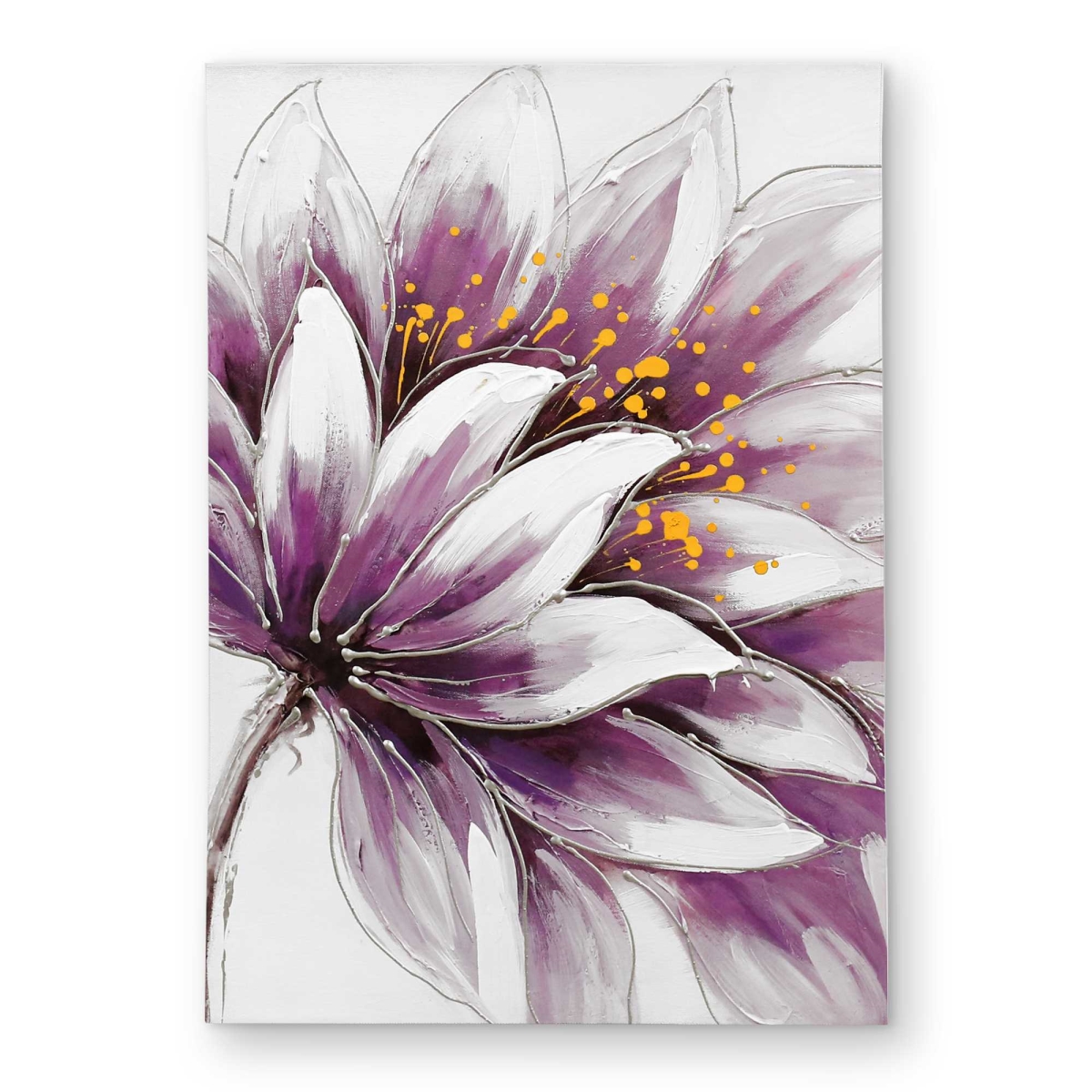 C1ROAR57FYJXPV 5 x 7 ft. Purple Flower - Gray Flowers Outdoor Rectangle Area Rug for Home Decor