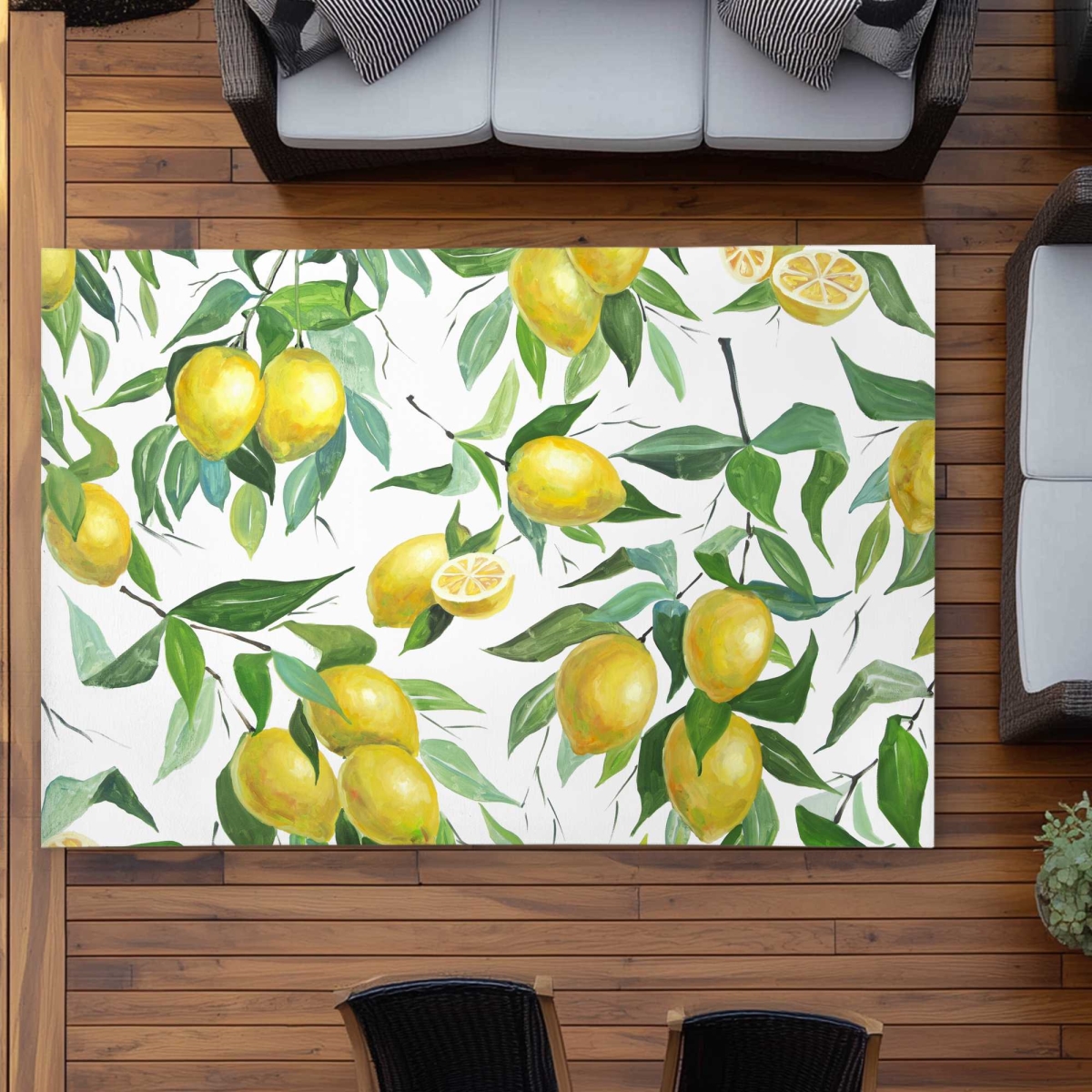 C1ROAR57GIWANM 5 x 7 ft. Lemon Pattern Outdoor Rectangle Area Rug - Kitchen Decor Must-Have