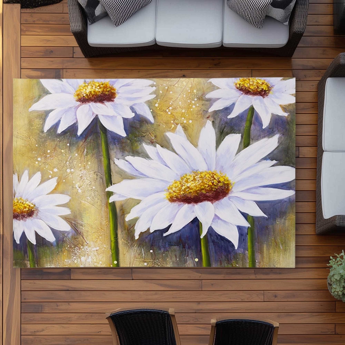 C1ROAR57JF4Z27 5 x 7 ft. Daisies At Sun - Floral Outdoor Rectangle Area Rug for Bedroom Decor