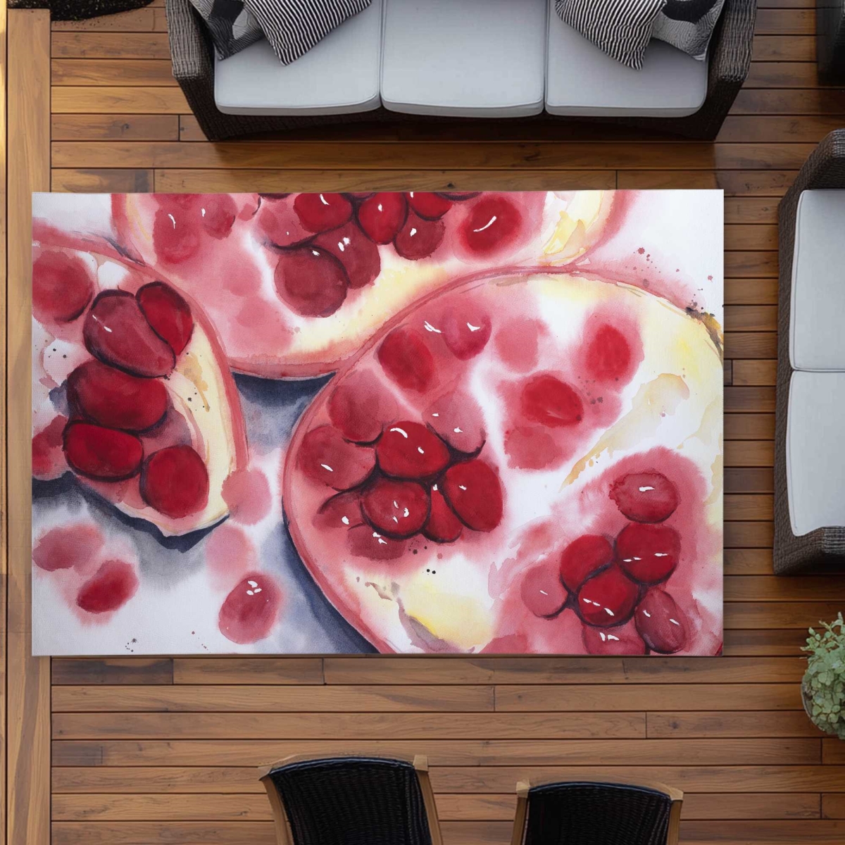 C1ROAR57M9JLLI 5 x 7 ft. Pomegranate Pieces - Kitchen Illustrative Outdoor Rectangle Area Rug