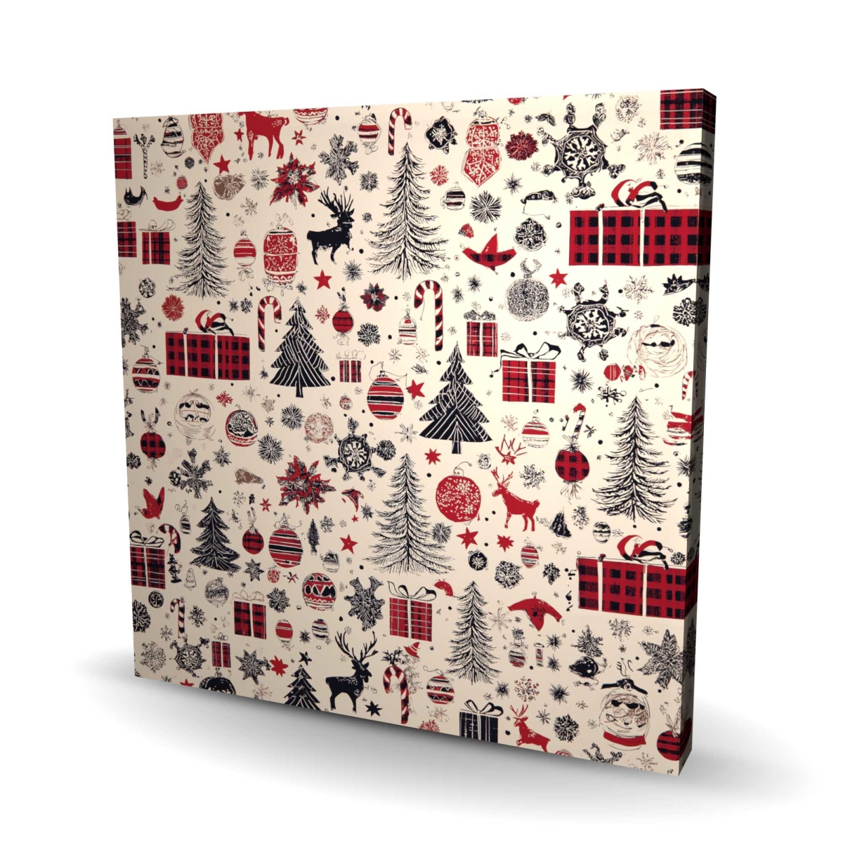 C1RC24242WIQB8 24 x 24 in. Christmas Gift Pattern Beige Canvas - Unique Art