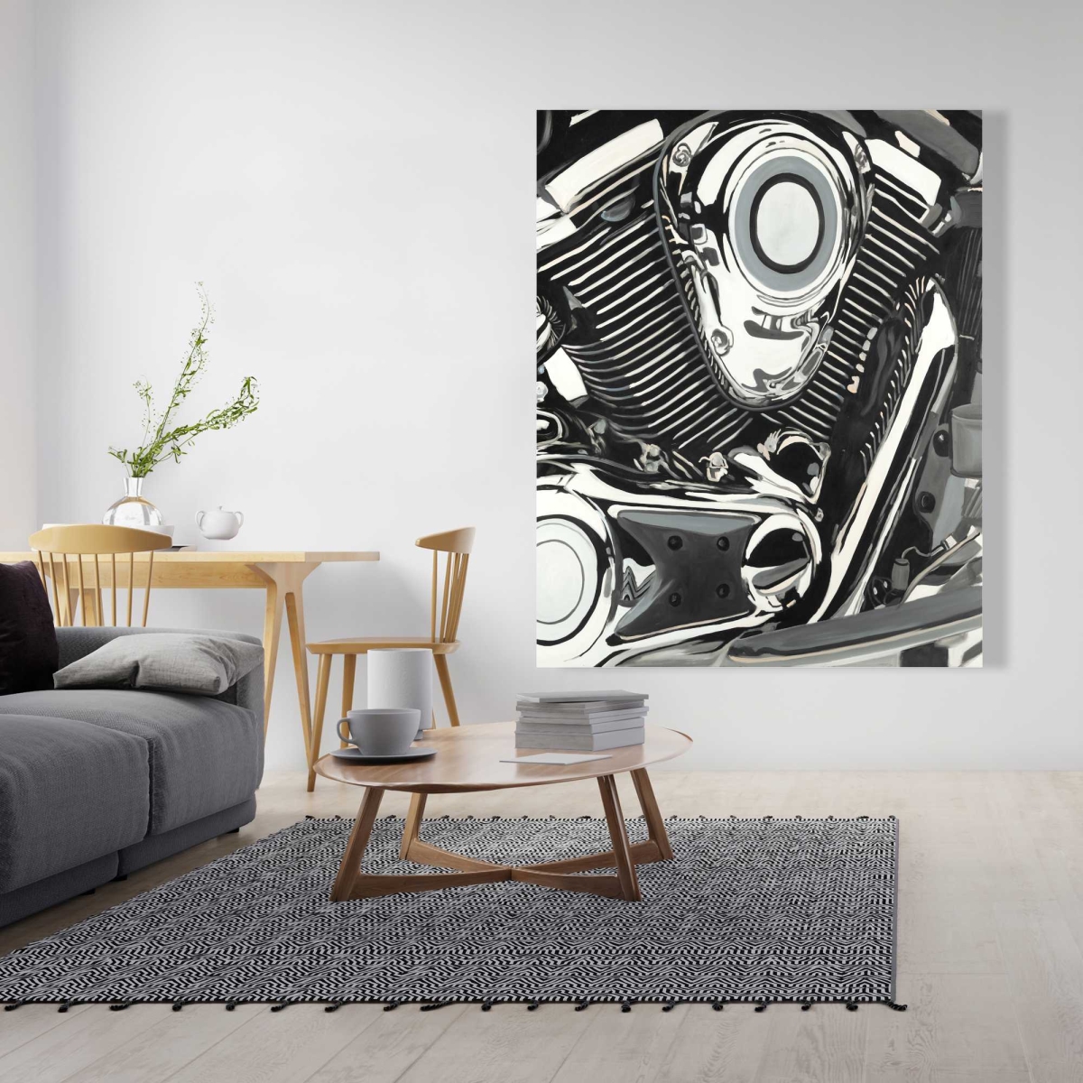 C1RC4860ZW2UZC 48 x 60 in. Motorcycle Engine - Contemporary Canvas Home Decor Art