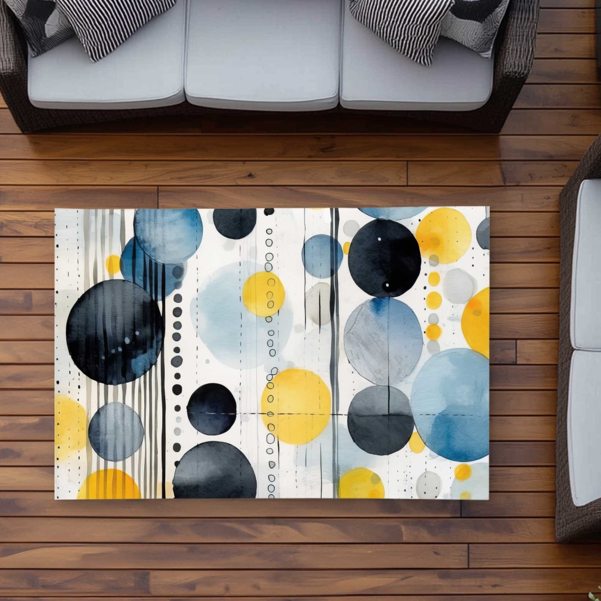 C1ROAR35BHNBHC 3 x 5 ft. Oceanic Bubbles Black Abstract Outdoor Rectangle Area Rug - Home Decor