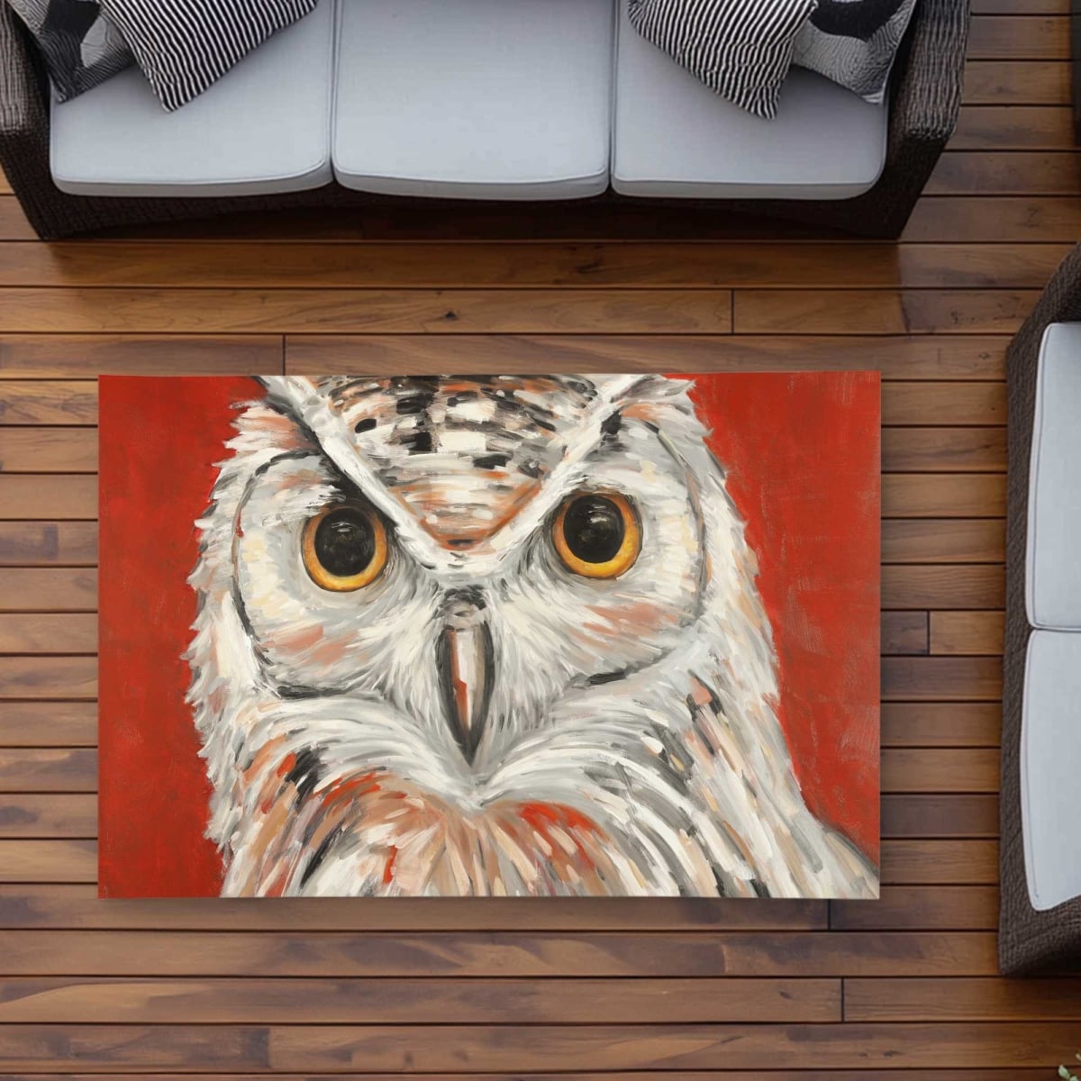 C1ROAR35J0PRSU 3 x 5 ft. Colorful Eagle Owl Rectangle Area Rug - Contemporary Outdoor Home Decor