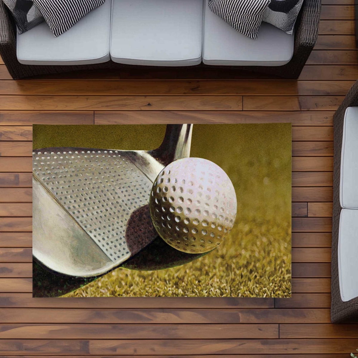 C1ROAR35TS0833 3 x 5 ft. Golf Closeup - Gray Hyperrealist Outdoor Rectangle Area Rug
