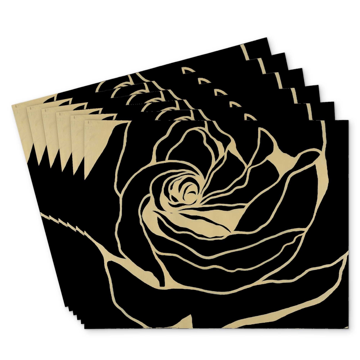 Picture of Begin Home Decor C6PP1418SBMO4Q 14 x 18 in. Silhouette of a Rose Polyester Placemat for Home Decor - Set of 6