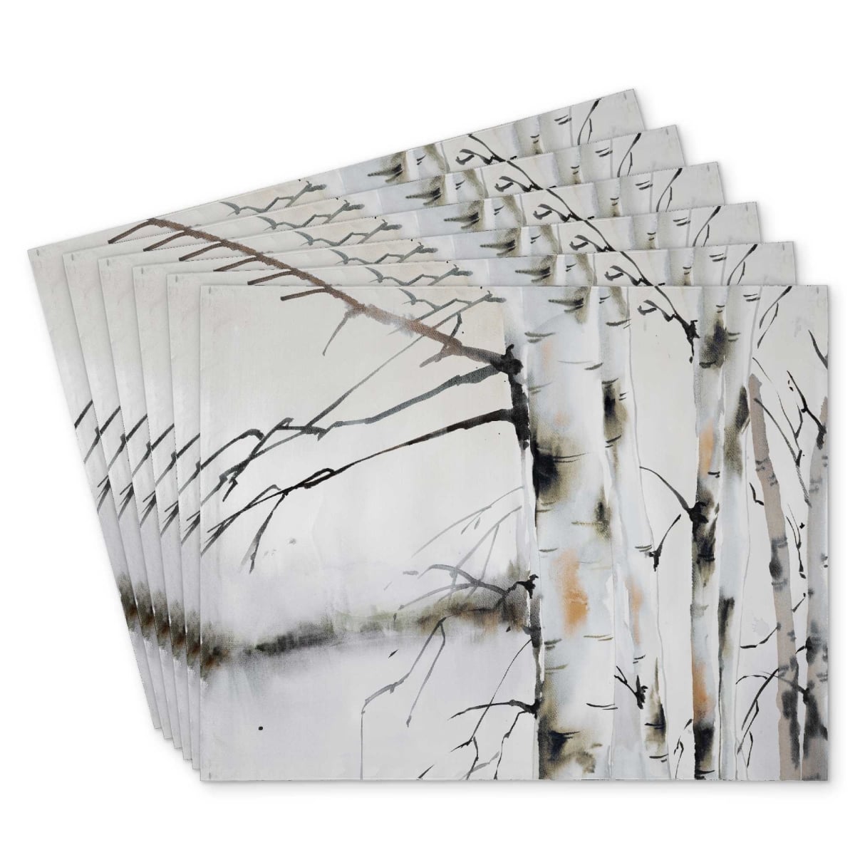 Picture of Begin Home Decor C6PP1418TWPH82 14 x 18 in. Winter Birches Polyester Placemat - Home Decor Accent - Set of 6