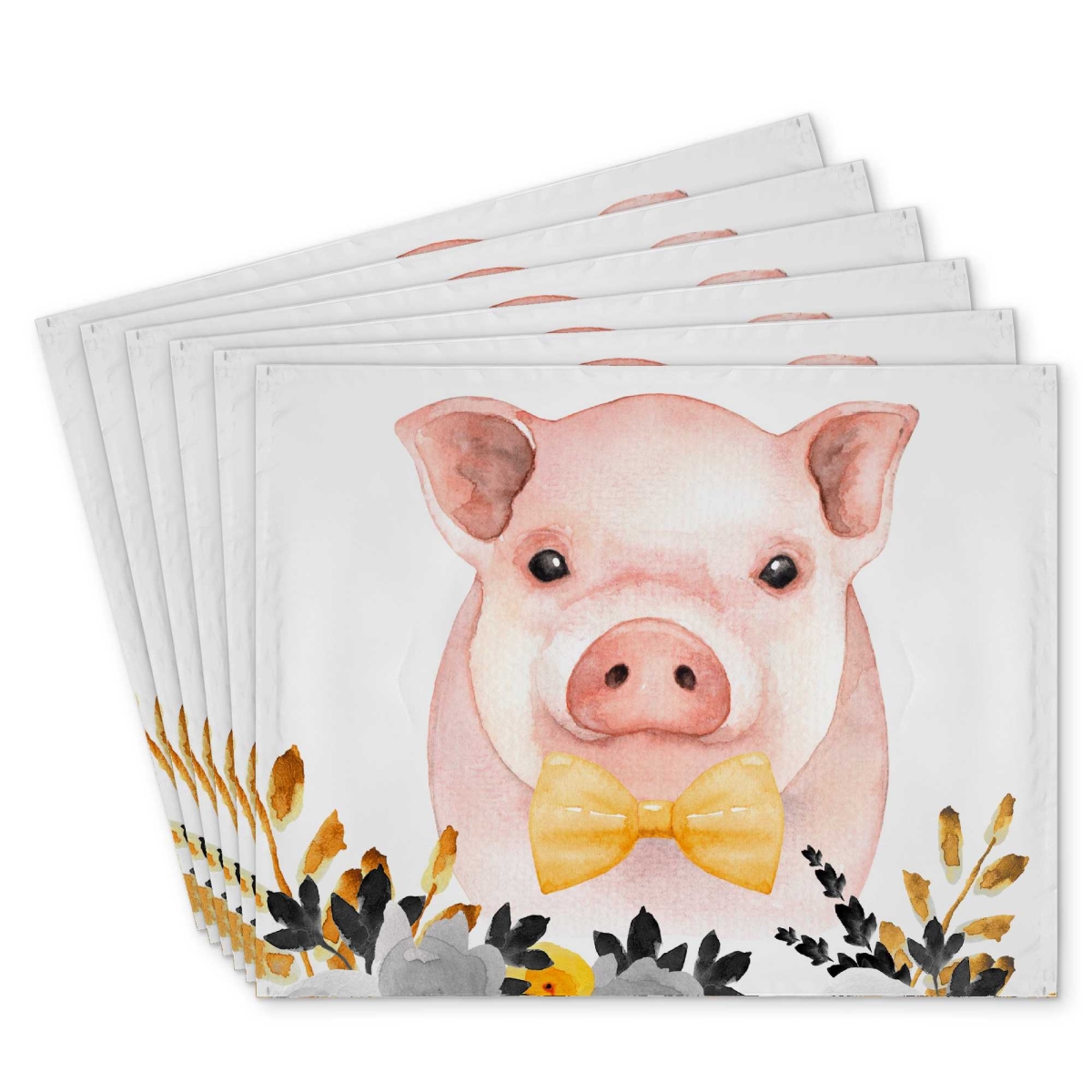 Picture of Begin Home Decor C6PP1418WYCHZA 14 x 18 in. Chic Pig Polyester Placemat - Stylish Home Decor Accessory - Set of 6