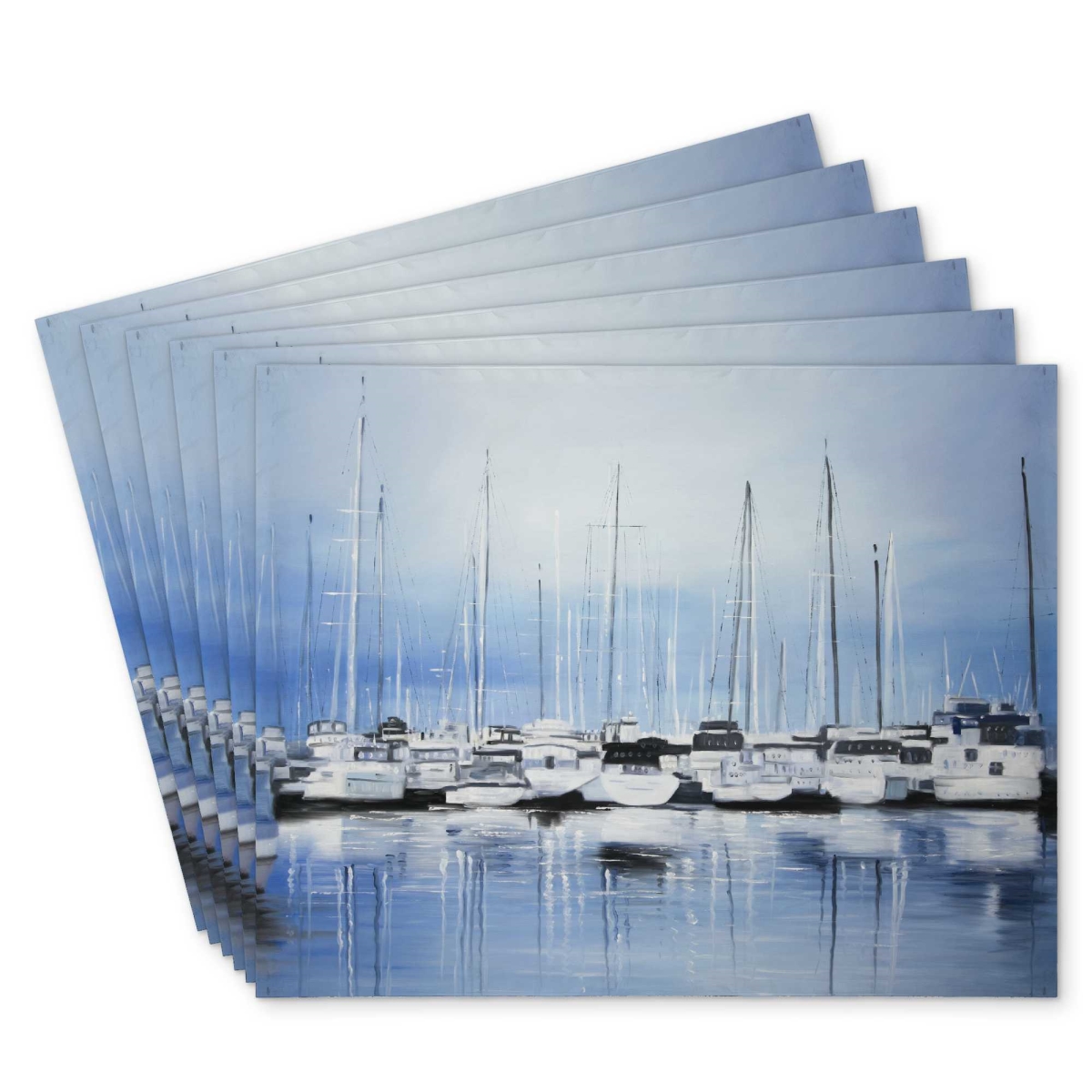 Picture of Begin Home Decor C6PP1418X4VELS 14 x 18 in. Boats at the Dock - Polyester Placemat for Home Decor - Set of 6