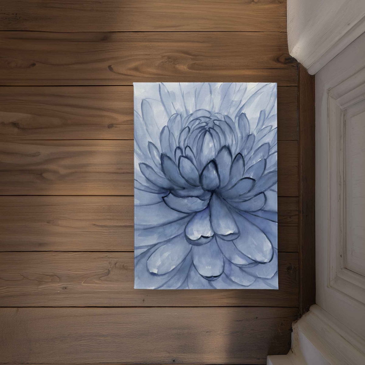CODM1724B0W0D0 17 x 24 in. Blue Petals Flower Door Mat - Illustrative Botanical Decor