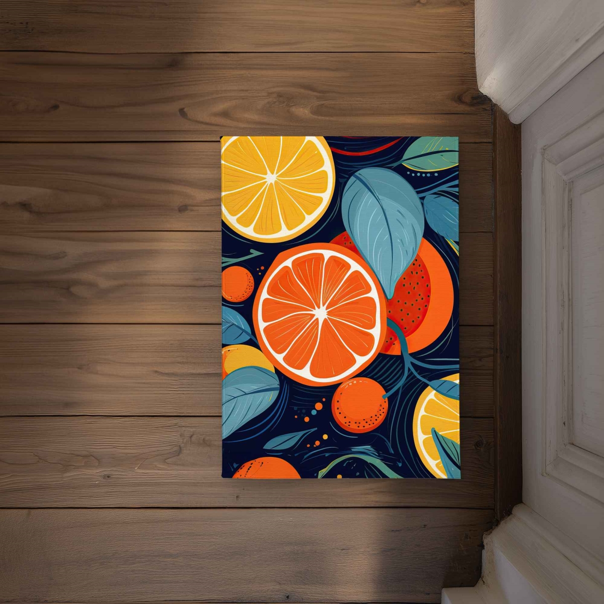 CODM1724EACE98 17 x 24 in. Floating Citrus - Illustrative Leaves Door Mat