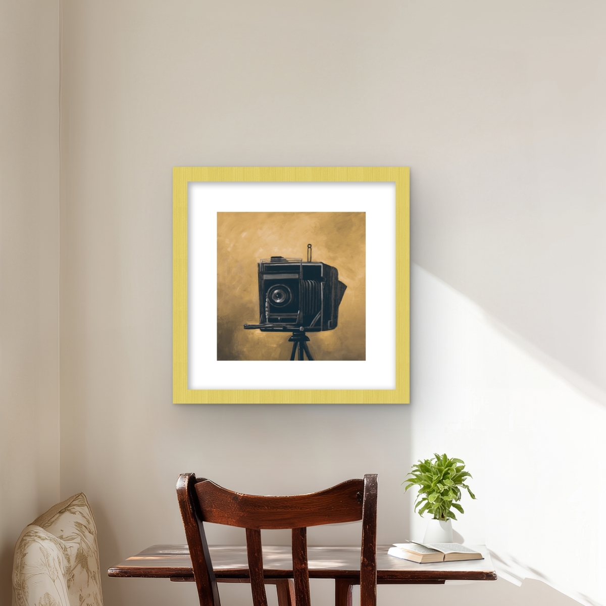 C1FM161667HXHQ 16 x 16 in. Vintage Camera Still Life Print - Framed Home Decor Art