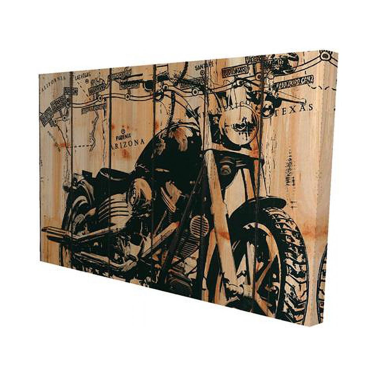 12 x 18 in. Motorcycle on Wood Background-Print on Canvas