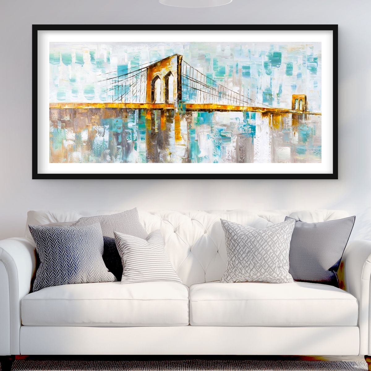 C1FM24480YBDVX 24 x 48 in. Brooklyn Bridge Framed Matted Print - Home Decor Wall Art