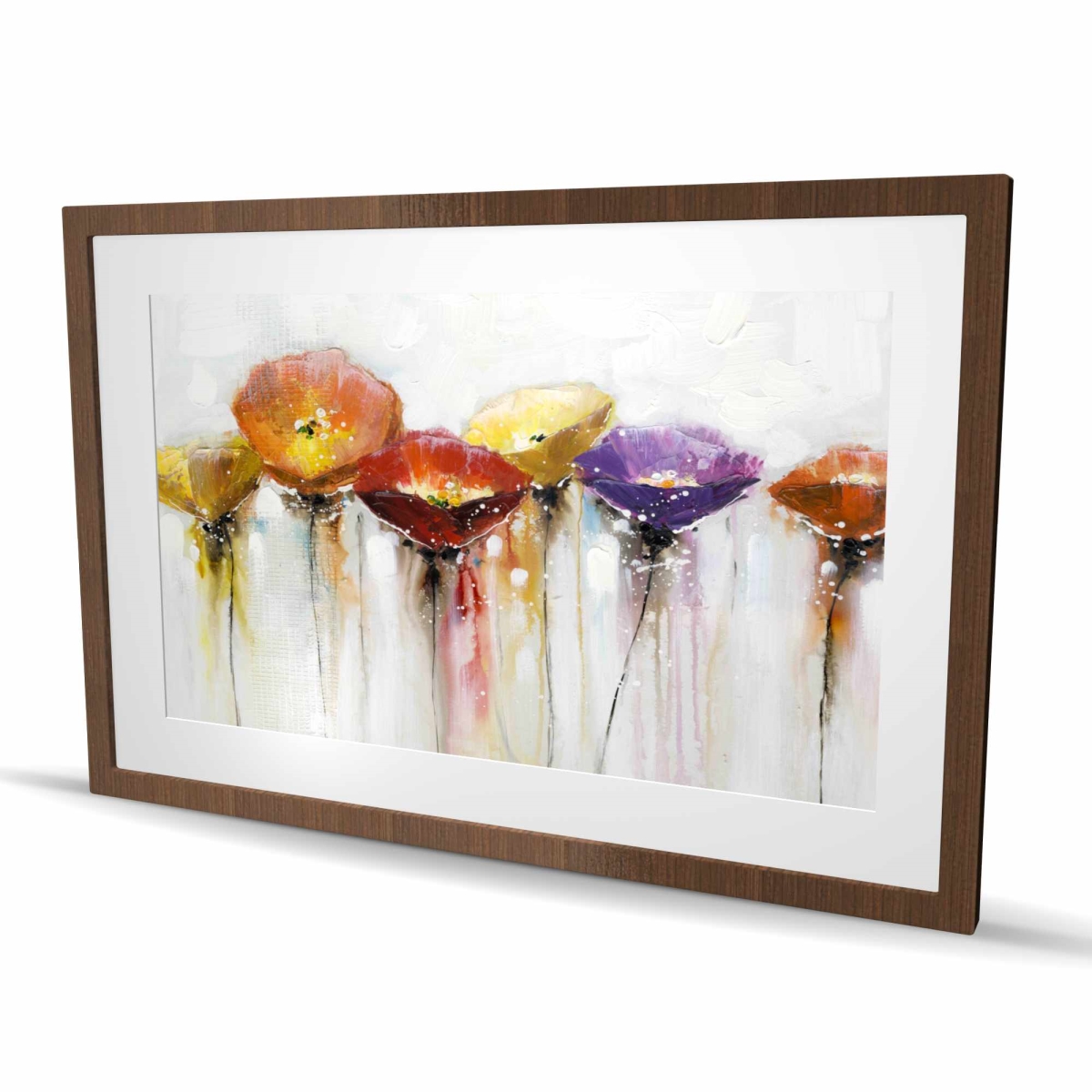 C1FM24367F7KDL 24 x 36 in. Multiple Colorful Abstract Flowers - Framed Botanical Print