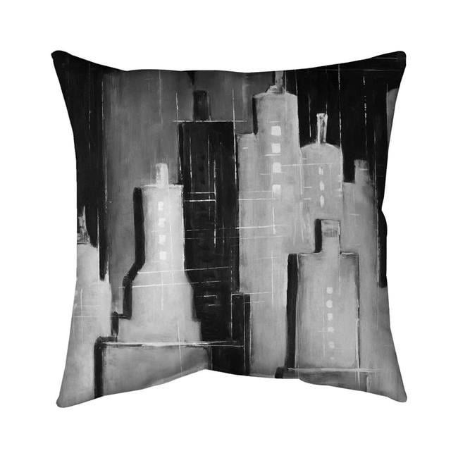 5542-1818-CI302 18 x 18 in. Abstract Black & White Cityscape-Double Sided Print Outdoor Pillow Cover