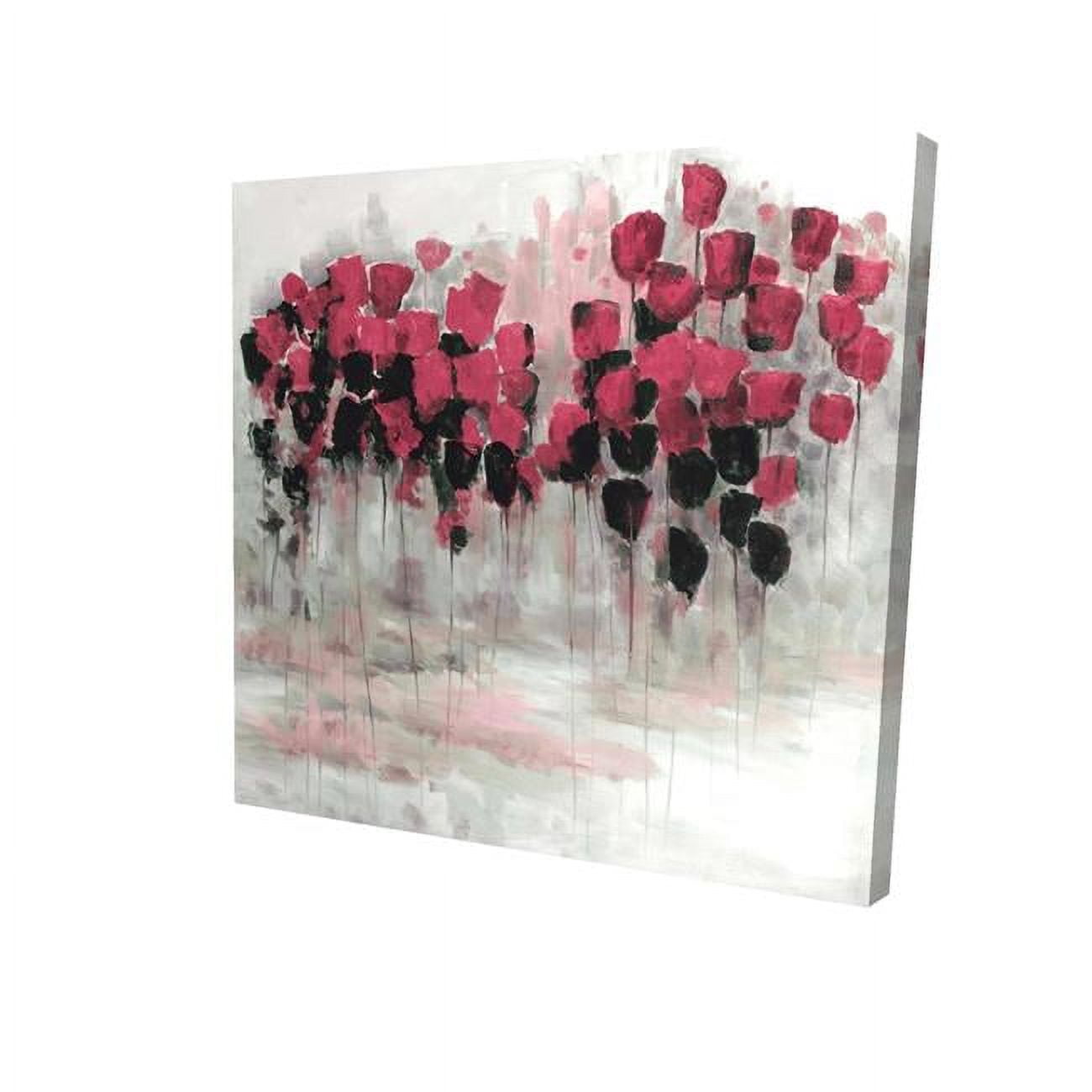 16 x 16 in. Pink & Black Flowers Field-Print on Canvas