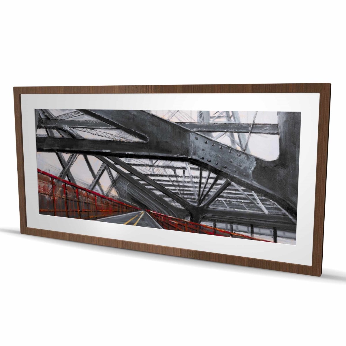 C1FM2448ML7DEG 24 x 48 in. Bridge Architecture - Red Framed Matted Print for Home Decor