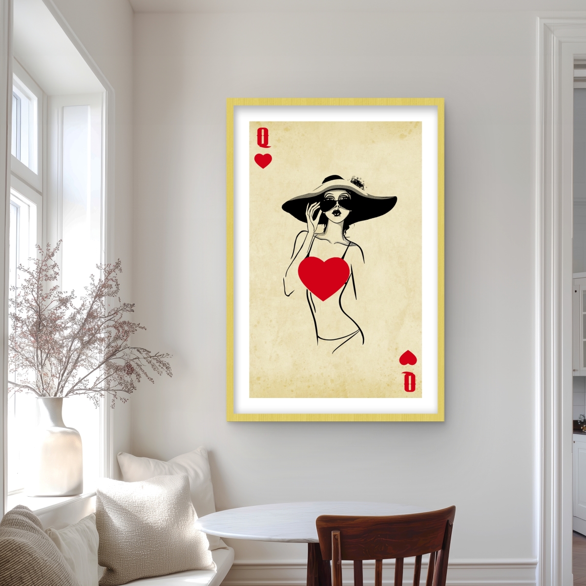 C1FM2436W33NY1 24 x 36 in. Queen of Hearts - Typo & Symbols Man Cave Framed Print