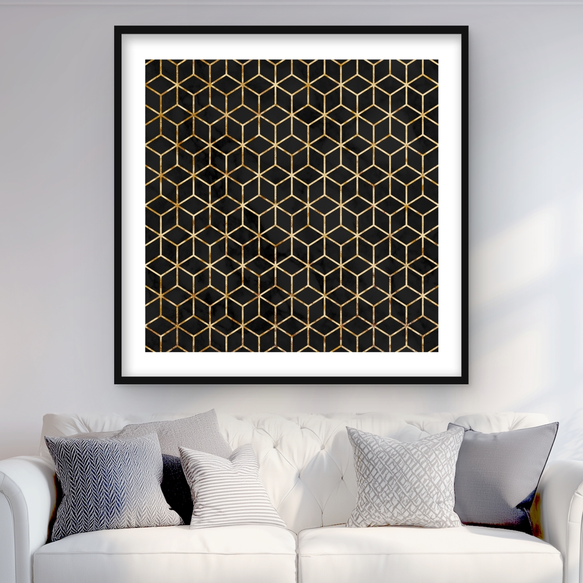 C1FM36363KQ8FD 36 x 36 in. Symmetry - Pattern Abstract Framed Matted Print - Home Decor