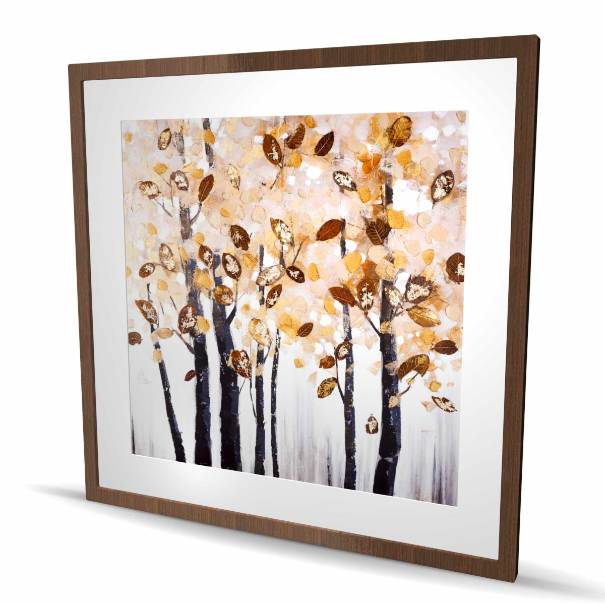 C1FM36365BA1ZW 36 x 36 in. Texturized Leaves Trees - Brown Trees Framed Matted Print